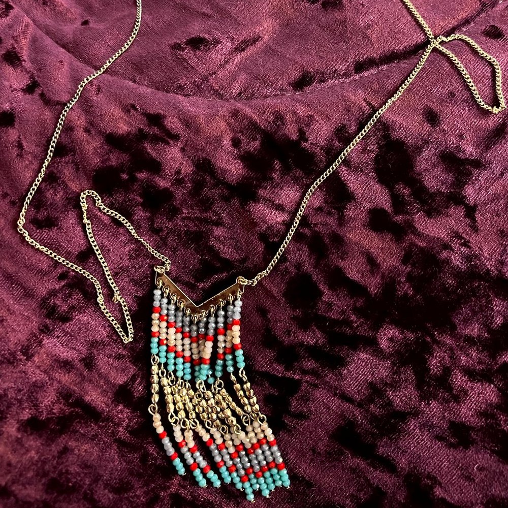 African statement necklace multi colored beads